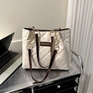 Luxury Quilted Tote Bag – Dual Handle Edition - White