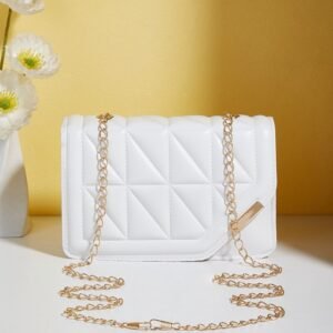 Quilted Chain Shoulder Bag - White